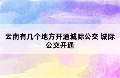 云南有几个地方开通城际公交 城际公交开通